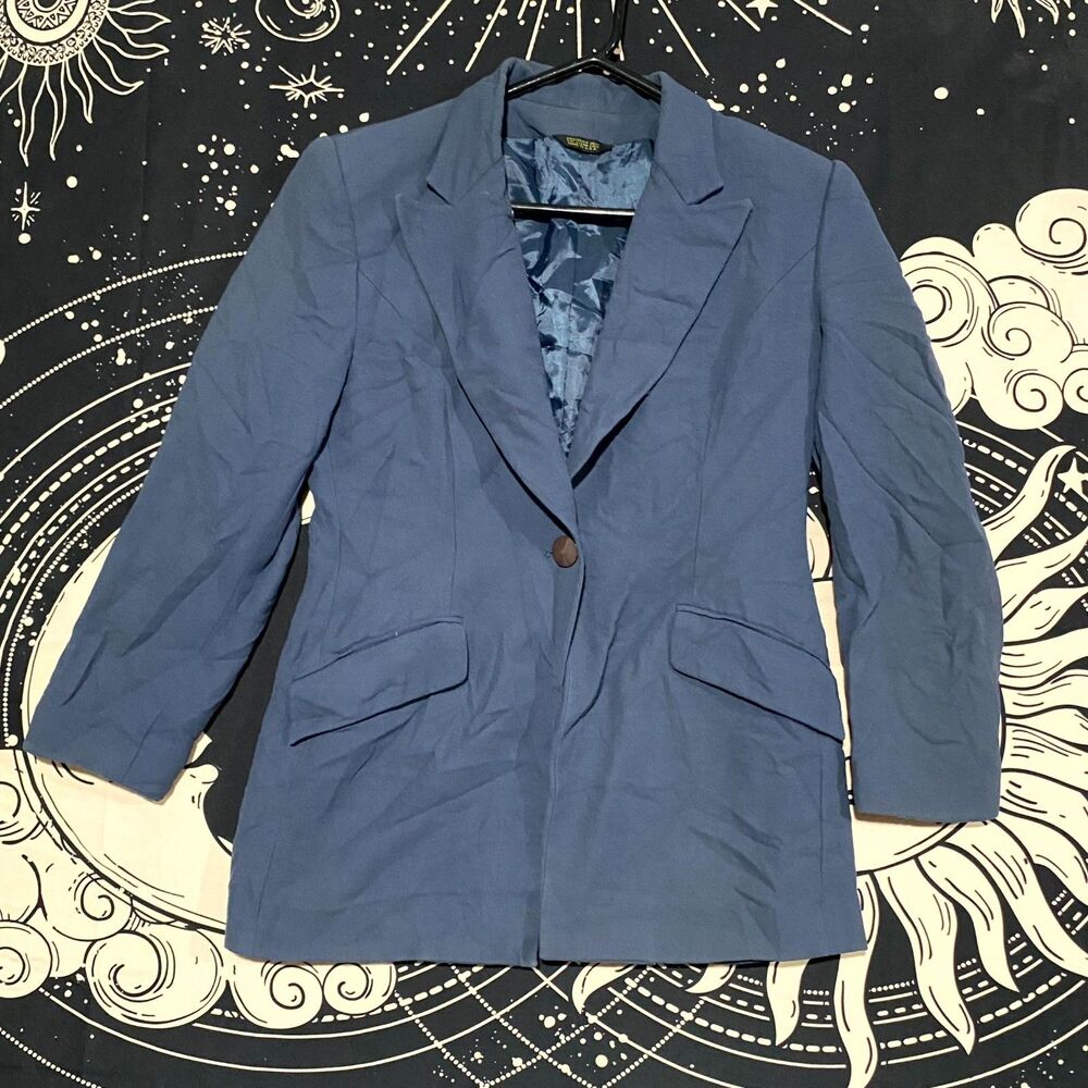 VTG Mary Kay by Linda Cunningham Blazer Jacket Women 4P Blue Business Formal USA